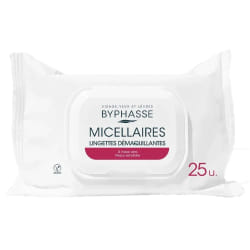 BYPHASSE LINGETTES DEMAQUILLANTES MICELLAIRES ALOE VERA 25 UNITES