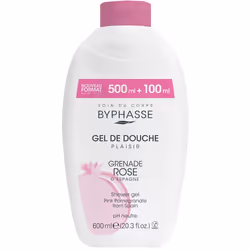 Byphasse Gel De Douche Grenade Rose revitalise votre corps et laisse une sensation de douceur sur votre peau.