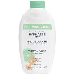 Byphasse Gel Douche Plaisir Nature Citron Vert et Gingembre 600ml
