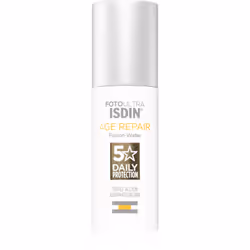 Offrez à votre peau une triple protection contre le vieillissement et surtout le photovieillissement. La crème régénératrice et protectrice SPF 50 ISDIN Age Repair possède des filtres qui assurent une protection solaire élevée. En même temps