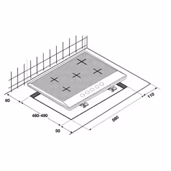 Beko HILW75222S plaque Noir Intégré 75 cm Gaz 5 zones - Vue supplémentaire 5