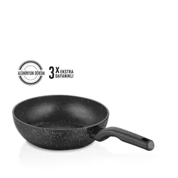 Poêle à Wok KORKMAZ Ornella - 24x6,5 cm - Noir (A1118)