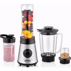 Sinbo SHB-3149, Mélangeur de table, 0,8 L, Pileur de glace, 300 W, Noir, Argent