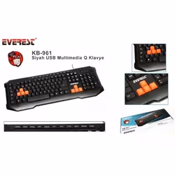 Everest Multimedia, Taille réelle (100 %), Avec fil, USB, QWERTY, Noir