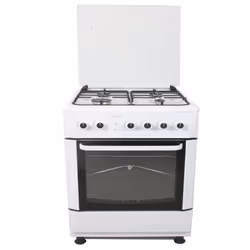 Cuisinière à gaz PROCOOK - Largeur: 60 cm - Nombre de Foyers: 4 Foyers - Couvercle en verre - Grilles & Couronnes Mattes - Al ...