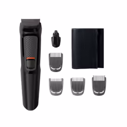 Philips MULTIGROOM Series 3000 6-en-1 Visage, 6 outils, lames en acier auto-affûtées, Noir, Rectangle, Barbe, Oreille, Sourci ...
