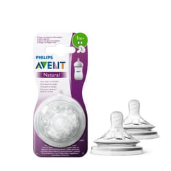Philips Avent - Tetine Natural Debit lent 1M+ - 2PCS