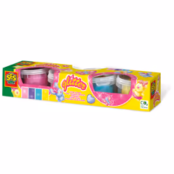 SES Creative Pâte à modeler pailletée 4x90gr, Pâte à modeler, Bleu, Rose, Violet, Jaune, Enfant, 4 pièce(s), 4 couleurs, 2 an ...