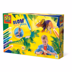 SES Creative Blow airbrush pens - Dinosaures, Marker airbrush, 5 an(s), Multicolore