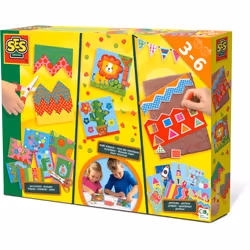 SES Creative J’apprends à découper, faire des mosaïques et perforer, Kit de loisirs créatifs pour enfants, Feuille pour mosaï ...