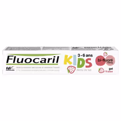 Fluocaril Kids Dentifrice Bi-Fluoré 3-6 Ans 50 ml - Arôme : Gel Fraise est un dentifrice qui aide à prévenir les caries, renf ...