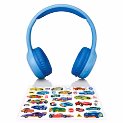 Lenco HPB-110 Kids Kopfhörer BT blau 85DB Limite akku stickers, Avec fil &sans fil, 130 g, Casque, Bleu