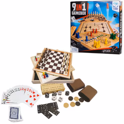 Clown Games Boîte de jeu 9-en-1 en bois, 9-en-1, Garçon/Fille, 6 an(s), 54 pièce(s), Bois, Chine