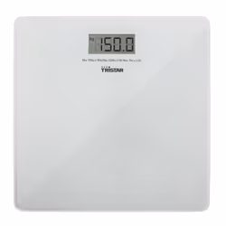 Tristar WG-2419 Pèse-personne, Pèse-personne électronique, 150 kg, 100 g, Transparent, Blanc, kg, lb, ST, Carré