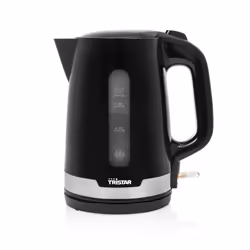 Tristar WK-3379 Bouilloire, 1,7 L, 2200 W, Noir, Acier inoxydable, Plastique, Indicateur de niveau d'eau