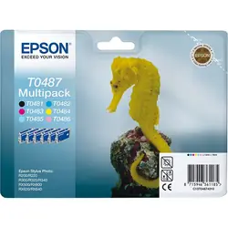 Epson Seahorse Multipack "Hippocampe" (T0487) - Encres QuickDry N, C, Cc, M, Mc, J (C13T04874010)
