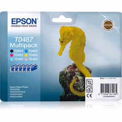 Epson Seahorse Multipack "Hippocampe" (T0487) - Encres QuickDry N, C, Cc, M, Mc, J (C13T04874010) - Vue supplémentaire 2