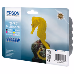 Epson Seahorse Multipack "Hippocampe" (T0487) - Encres QuickDry N, C, Cc, M, Mc, J (C13T04874010) - Vue supplémentaire 3