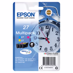 Epson Alarm clock Multipack "Réveil" 27 - Encre DURABrite Ultra C,M,J, Rendement standard, Encre à pigments, 3,6 ml, 300 page ...