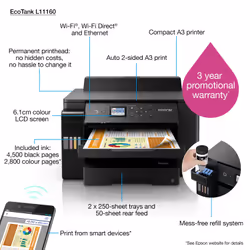 Epson EcoTank L11160 imprimante jets d'encres Couleur 4800 x 1200 DPI A3+ Wifi