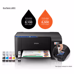 Imprimante Epson EcoTank L3251 Multifonction 3en1 à Réservoir Intégré Couleur A4 Wifi - Vue supplémentaire 16
