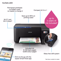 Imprimante Epson EcoTank L3251 Multifonction 3en1 à Réservoir Intégré Couleur A4 Wifi - Vue supplémentaire 18