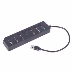 Gembird UHB-U3P1U2P6P-01 hub & concentrateur USB 3.2 Gen 2 (3.1 Gen 2) Type-A 5000 Mbit/s Noir - Vue supplémentaire 2