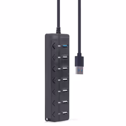 Gembird UHB-U3P1U2P6P-01 hub & concentrateur USB 3.2 Gen 2 (3.1 Gen 2) Type-A 5000 Mbit/s Noir - Vue supplémentaire 4