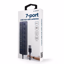 Gembird UHB-U3P1U2P6P-01 hub & concentrateur USB 3.2 Gen 2 (3.1 Gen 2) Type-A 5000 Mbit/s Noir - Vue supplémentaire 6