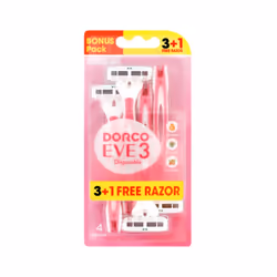 Dorco - Pack de 4 Rasoirs Jetables de 3 Lames Aux Vitamine E et Aloé Vera et Huile d'Argan