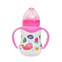 Forme ergonomique. Double anse conçue pour une préhension autonome.  Tétine large en silicone extra-souple.  Stérilisable à c ...