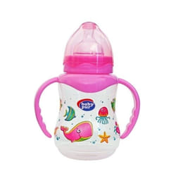 Baby pur biberon jumbo avec double anse 350ml rose