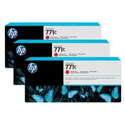 HP 771C pack de 3 cartouches d'encre DesignJet rouge chromatique, 775 ml (B6Y32A)