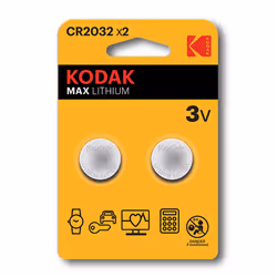 Kodak CR2032, Batterie à usage unique, CR2032, Lithium, 3 V, 2 pièce(s), 210 mAh