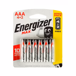 6x Piles Energizer Max AAA E92 - Tension: 1.5V - Energie longue durée - Protège vos appareils - Une énergie conservée jusqu'à ...