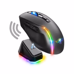 Souris Gaming Sans Fil Spirit of Gamer ELITE M50 DARK - Rétro-éclairage RGB 7 modes - Résolution: 8000 DPI - Accélération: 10 ...