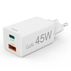 Adaptateur Chargeur Hama 2 Ports USB Type-C 45W Blanc