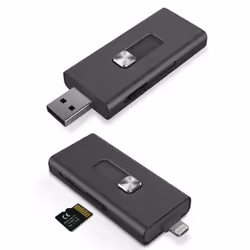 Adaptateur Ksix iMemory Extension - Système coulissant à double connexion: Lightning et USB 2.0 - Fente pour carte Micro SD - ...