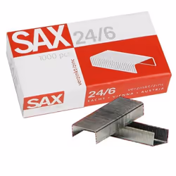 Agrafes SAX 24/6 en fil métallique galvanisé revêtu de cuivre - Paquet de 1000 pièces - Capacité d'agrafage maximum: 30 feuil ...