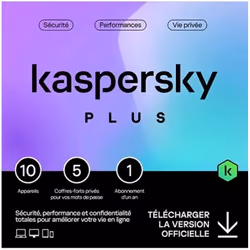 Antivirus KASPERSKY Plus 10 Postes / 1an (KL10428BKFS-25FFP-MA)