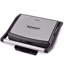 Appareil à panini TECHWOOD - Puissance: 1800 Watts - Doubles Plaques Grill anti adhésives réglables - Témoin lumineux - Therm ...
