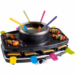Appareil de Cuisson 3en1 DOMOCLIP - Fonction: Raclette, gril et fondue - Puissance: 1100W - 8 personnes(raclette) - 6 personn ...