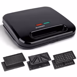 Appareil de Cuisson 3En1 SCHNEIDER - Pour Panini, Gaufre, Croque monsieur - Plaques amovibles antiadhésives facile à nettoyer ...