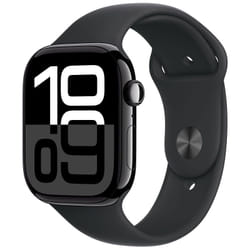 Apple Watch Series 10 GPS 46 mm / Aluminium / Noir / Avec Bracelet Sport Rose Tendre S/M