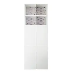 Armoire De Rangement Cube En MDF Stratifié 4 Portes Avec 12 Étagères - Blanc (RAN0011)