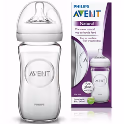 Biberon naturel en verre  240 ml doté d’une tétine ultra-douce dont les caractéristiques se rapprochent plus de celles du sei ...