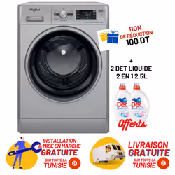 Lave Linge Whirlpool - Capacité de 8 kg - Classe énergétique A+++ - Vitesse d'essorage de 1200 tours par minute - Technologie ...