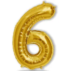 Ballon Anniversaire Chiffre 6 - Doré