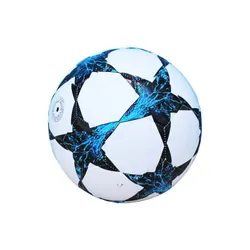 Ballon de Football en Couleur Blanc avec des Motifs Bleu et Noir