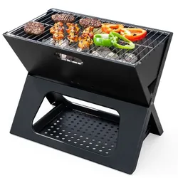 Barbecue Charbon Portable Pliable Ultra-Mince 47x26 cm - Noir